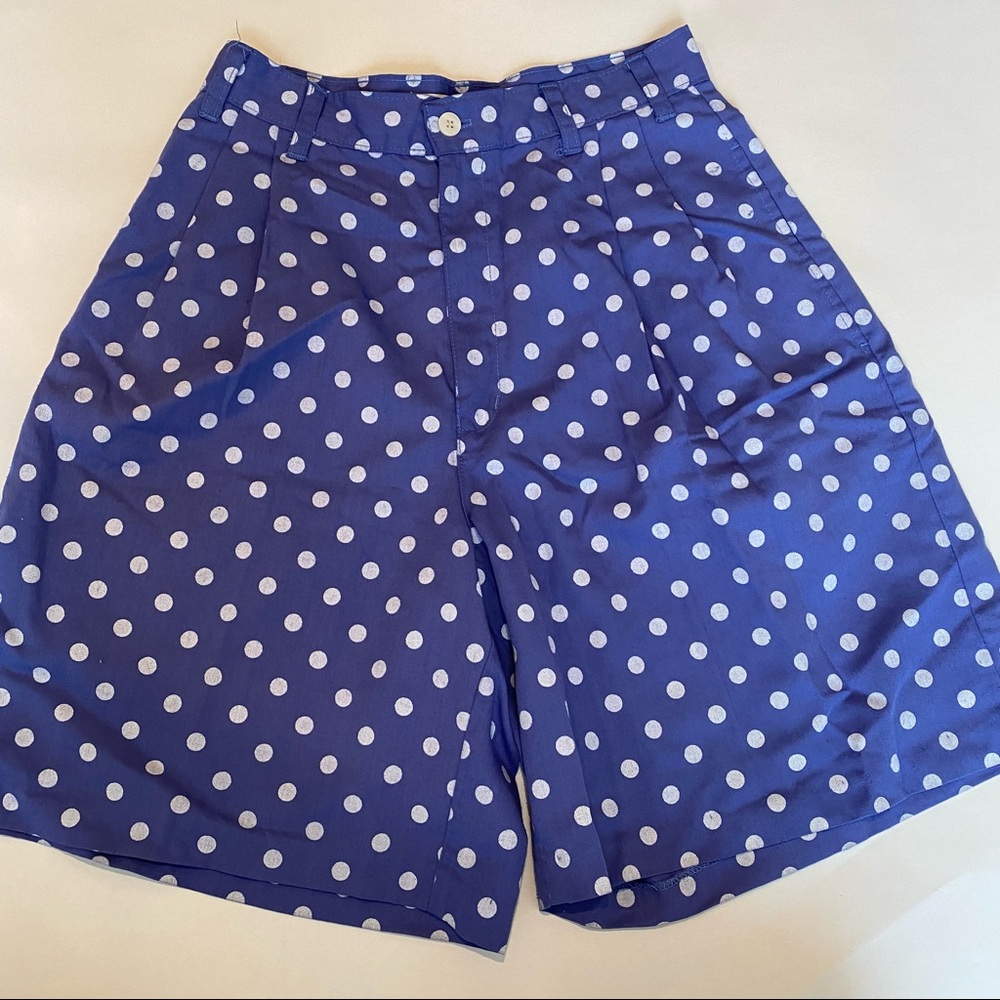 Womens vintage high waisted mom shorts Memphis purple polka dot‎ size 7